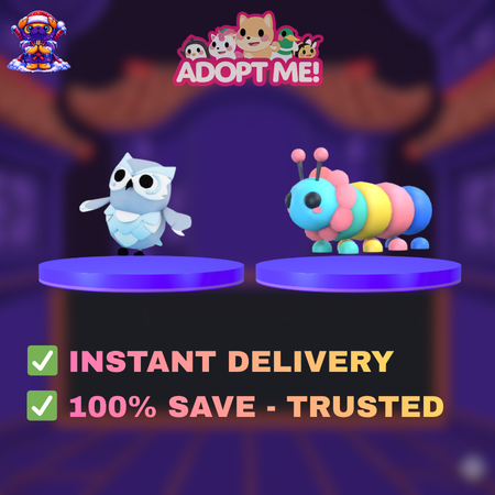 🔥【BUNDLE】🦉 Snow Owl ➕ 🐛 Gumball Caterpillar ✅Instant | Adopt Me | Pets | Ultra Rare | MI2044