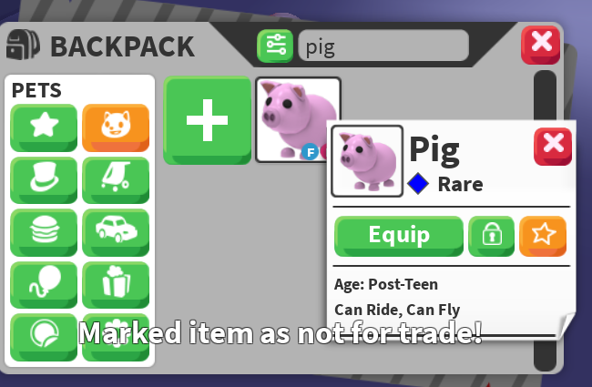 Fly Ride Pig | Adopt Me | Pets | Rare | MI5063