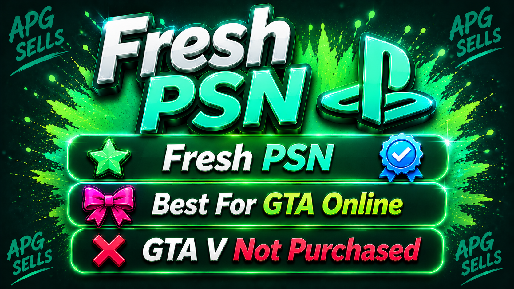 Fresh PSN 🎀 Best For GTA Online ⭐ GTA V Not Purchased