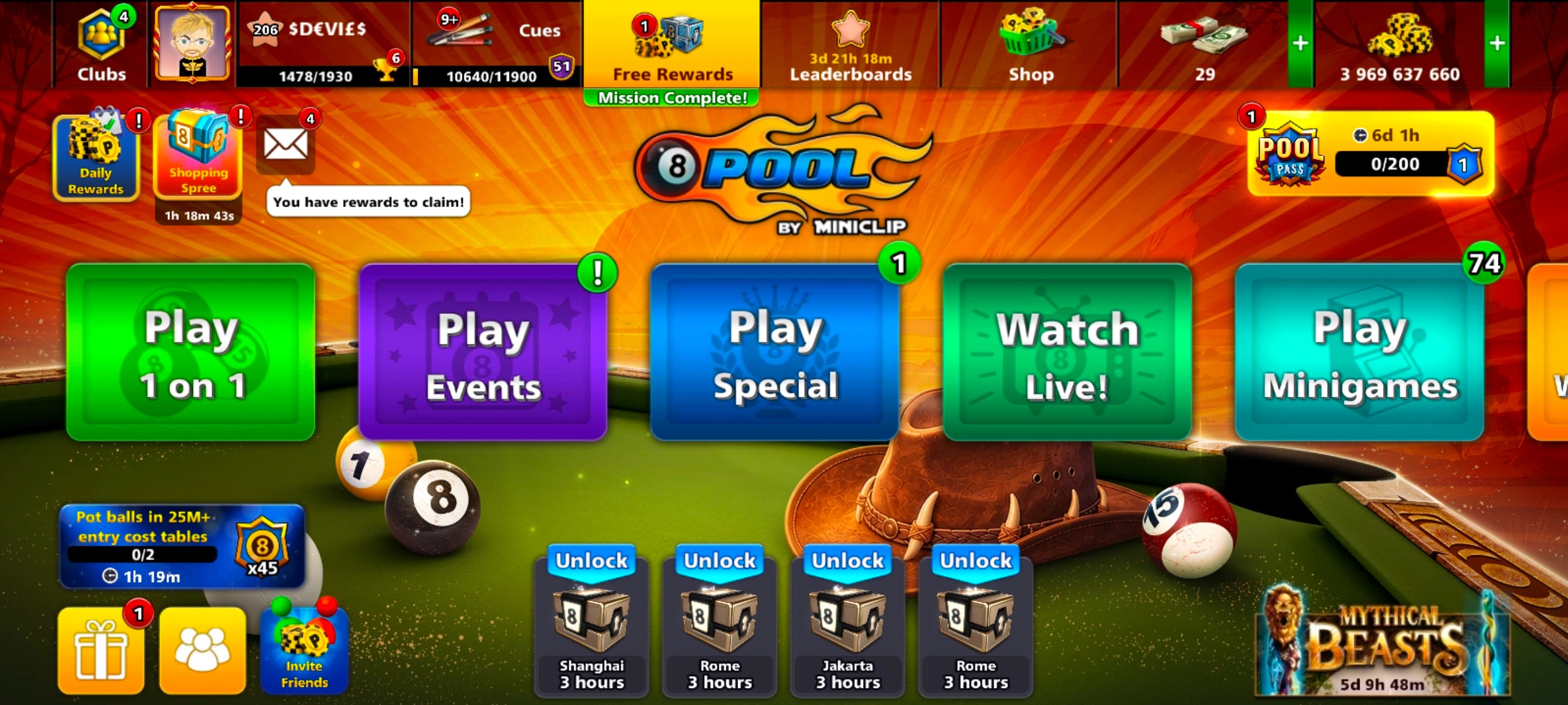 Selling my old 8 BALL POOL ACCOUNT