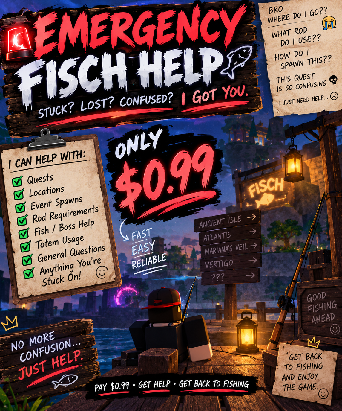 🚨 Emergency Fisch Help | Fisch | Other | MI6393