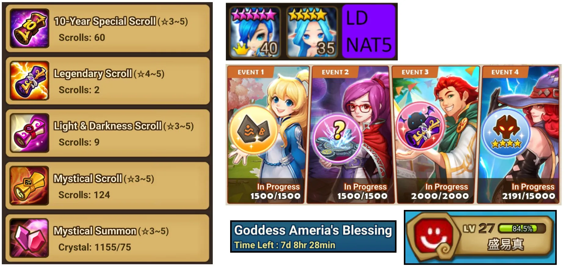 9 LD Scrolls / 2 Legendary Scrolls / 60 Anniversary