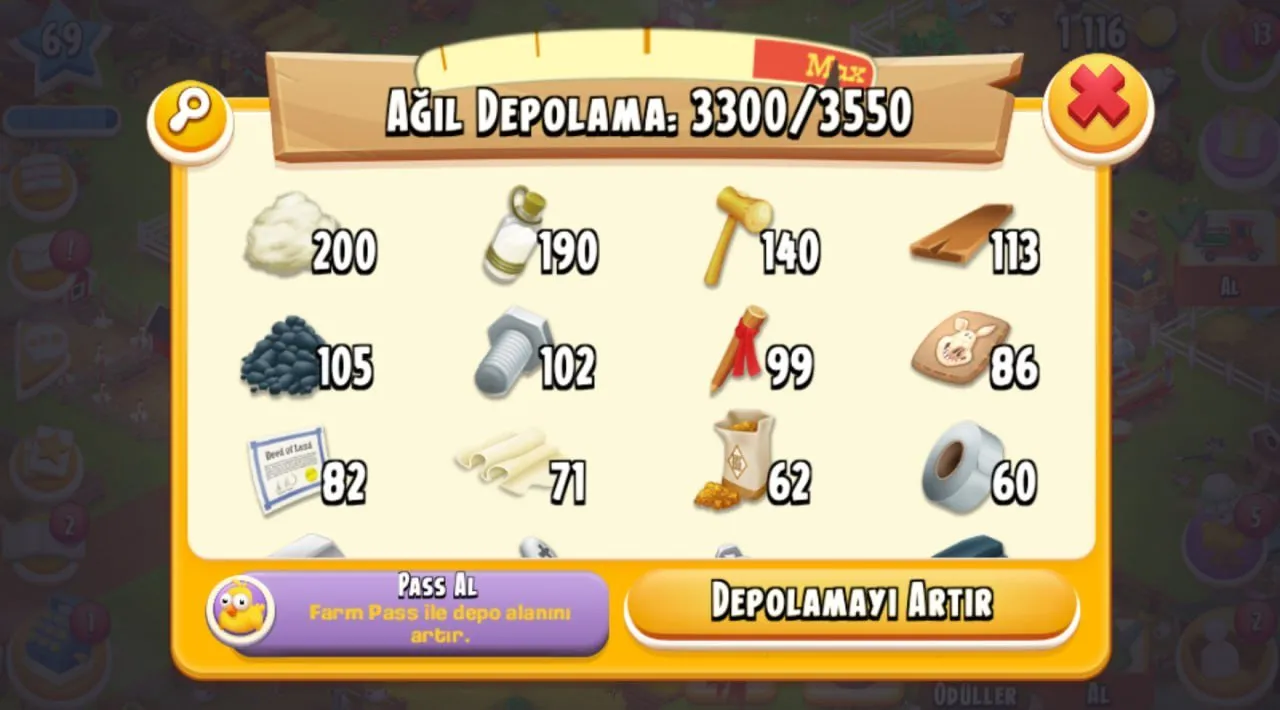 Level 68 ⭐ Barn 3,500 🎯 Random items in the barn