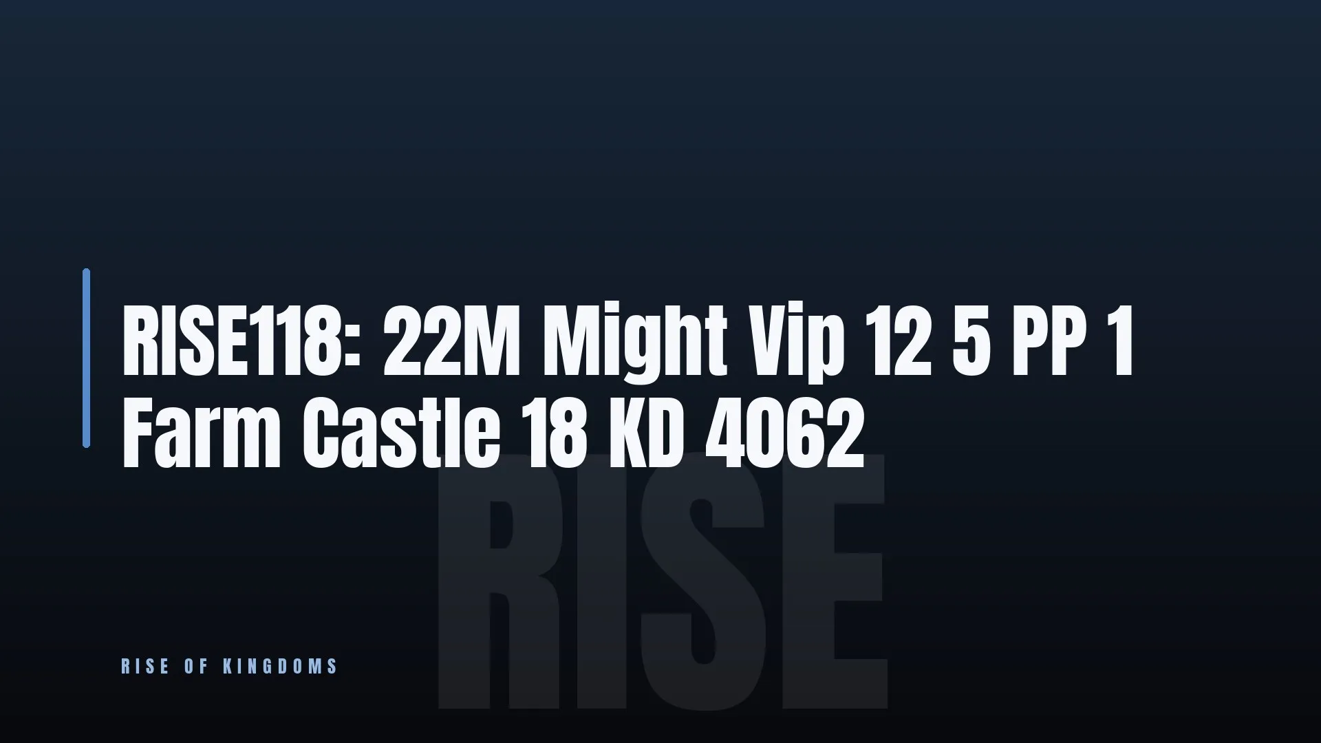 RISE118: 22M Might 🎯 Vip 12 👑 5 PP ✨ 1 Farm
