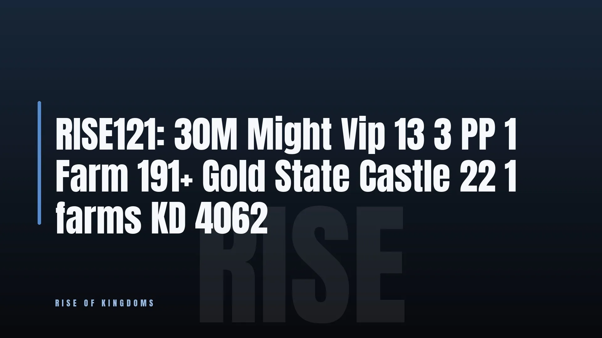 RISE121: 30M Might ⭐ Vip 13 🎯 3 PP 👑 1 Farm