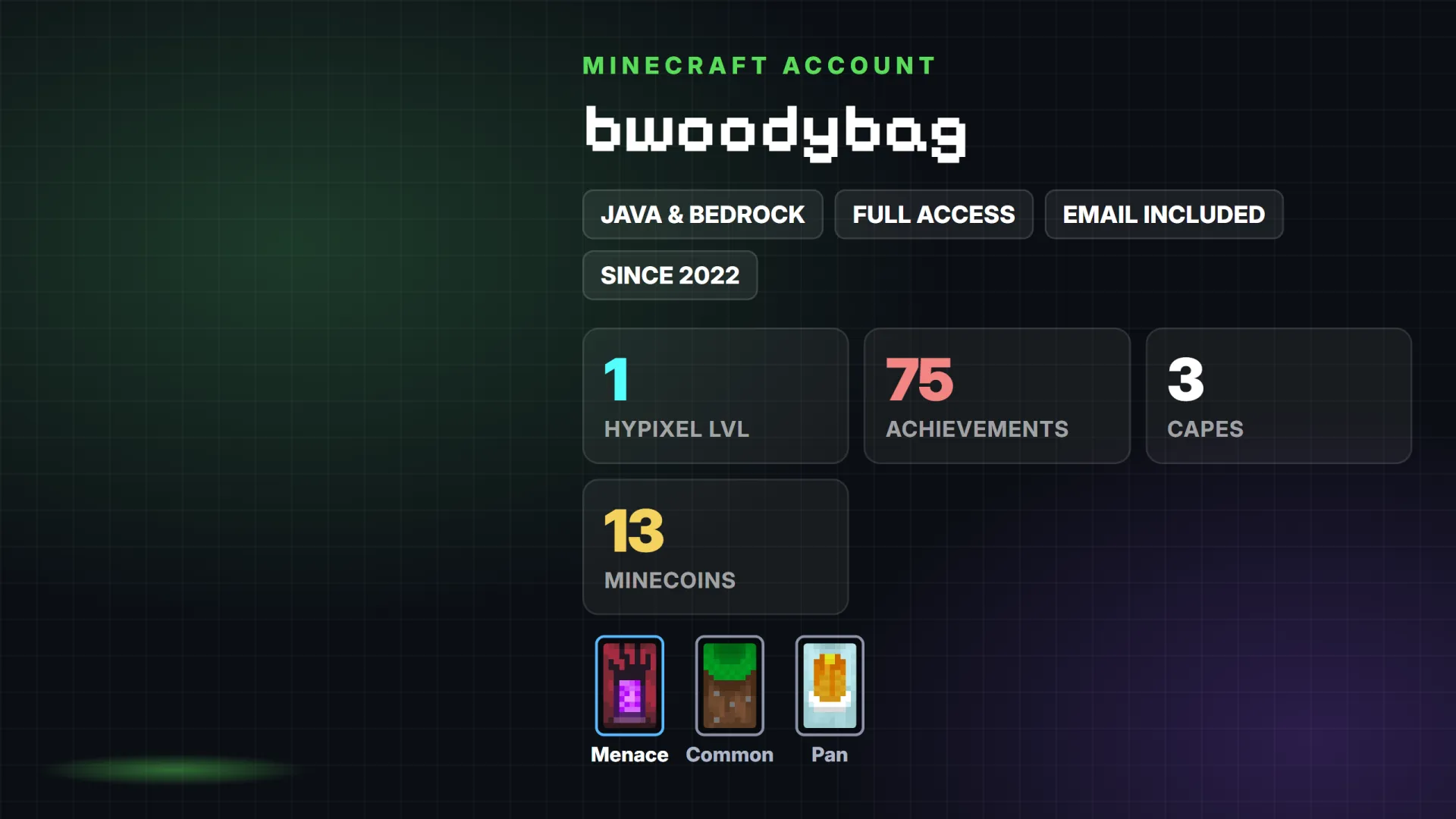 ✅ 3 Capes: Menace ✅ Java & Bedrock & Full Access