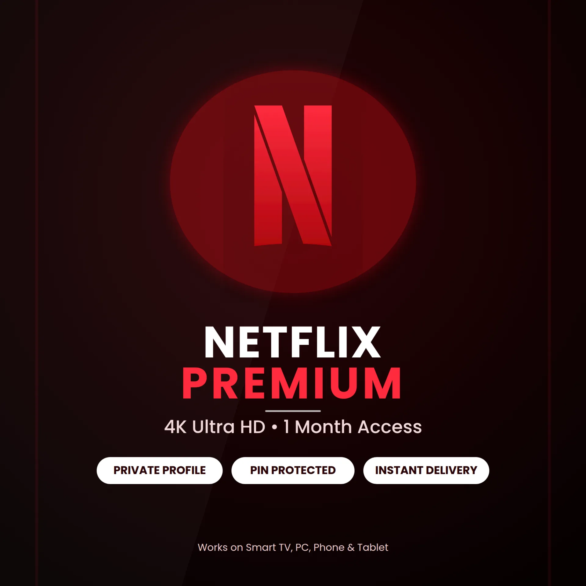 Netflix 4K UHD Premium - 1 Month - Instant Delivery | Netflix | US | Subscription | 1 Month | MI28929