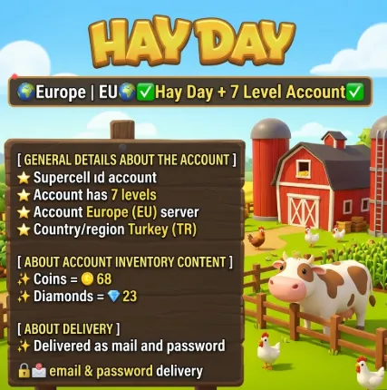 🌎Europe | EU🌎✅Hay Day + 7 Level Account✅