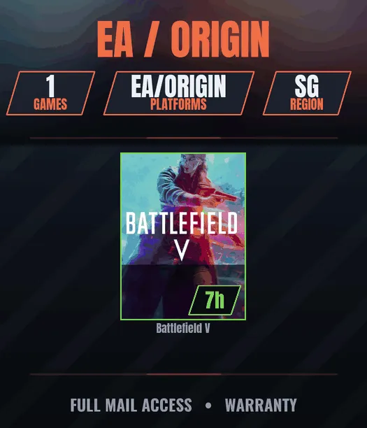 ✅ SG ⚔️ EA GAMES 1 🔥 GAMES: Battlefield V